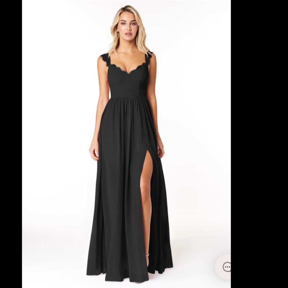 AZAZIE CLEOBELLA Black A-Line Sweetheart Lace Chiffon Dress